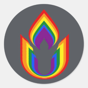 LGBTQ Unitarian Universalism flaming chalice Classic Round Sticker
