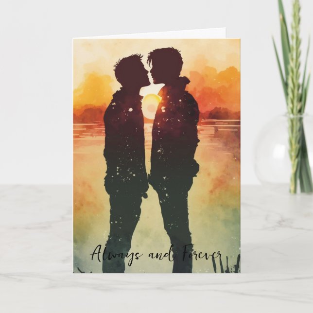 LGBTQ Valentine Anniversary Gay Couple Card (Front)