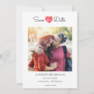 LGBTQ Watercolor Heart Save the Date with Photo