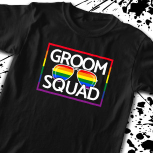 LGBTQ Wedding Gay Pride Matching Groomsmen Squad T-Shirt