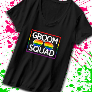 LGBTQ Wedding Gay Pride Matching Groomsmen Squad T-Shirt