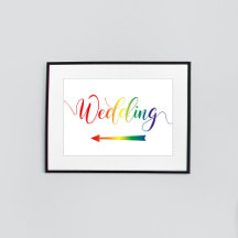 LGBTQ Wedding Sign with Left Arrow