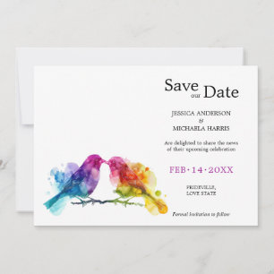 LGBTQ+ with photo Rainbow Lovebirds Save The Date