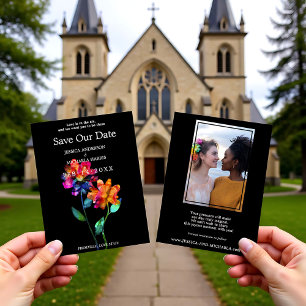 🌈 LGBTQ With Photo Save the Date Petals & Pride