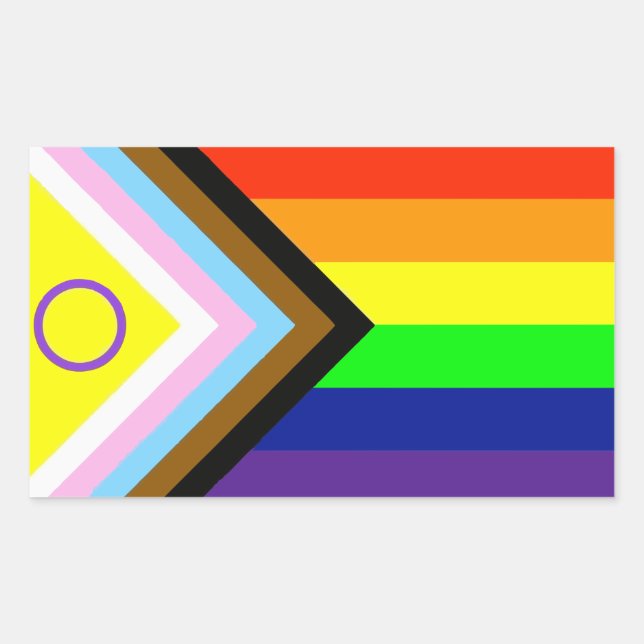 LGBTQI PRIDE FLAG RECTANGULAR STICKER (Front)