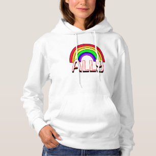 LGBTQIA+ Ally   Cute Rainbow and Heart Pride  Hoodie