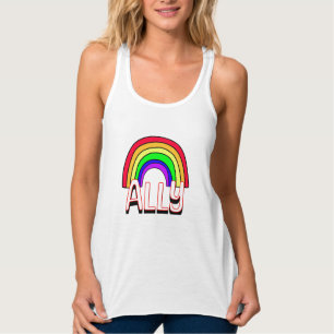LGBTQIA+ Ally Cute Rainbow and Heart Pride Singlet
