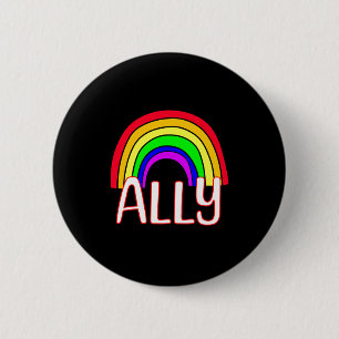 Lgbtqia Ally Cute Rainbow And Heart Pride T Shirt 6 Cm Round Badge