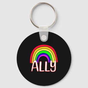 Lgbtqia Ally Cute Rainbow And Heart Pride T Shirt Key Ring