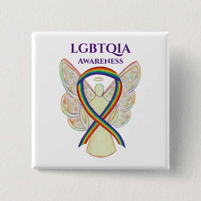 LGBTQIA Awareness Ribbon Custom Button Pin (Front)