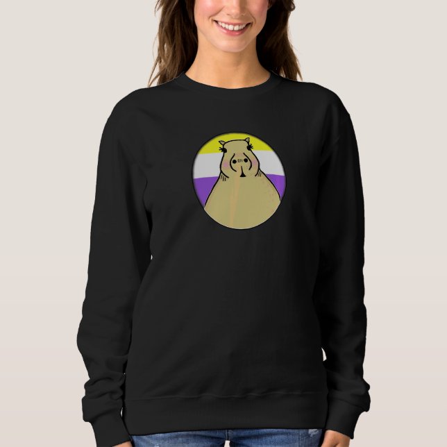 Lgbtqia+ Capybara In Non Binary Pride Rainbow Circ Sweatshirt (Front)