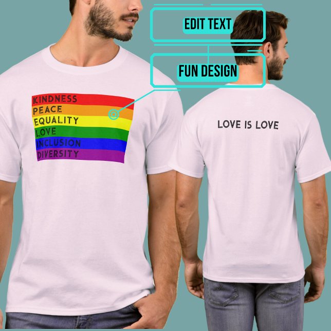 LGBTQIA+ Embrace Kindness Peace Equality Qualities T-Shirt (Please enjoy our design and see the others in the collection.)