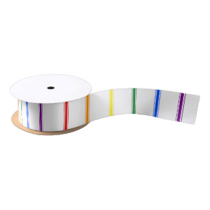 LGBTQIA Gay Pride 6 Stripe Rainbow Ticking Stripe Satin Ribbon