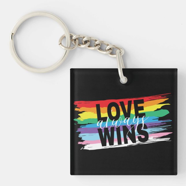 LGBTQIA Love always Wins, Pride, Rainbow Key Ring (Front)