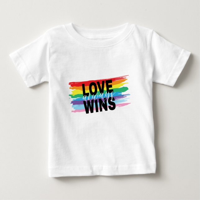LGBTQIA Love Always Wins Rainbow Pride Cool  Baby T-Shirt (Front)