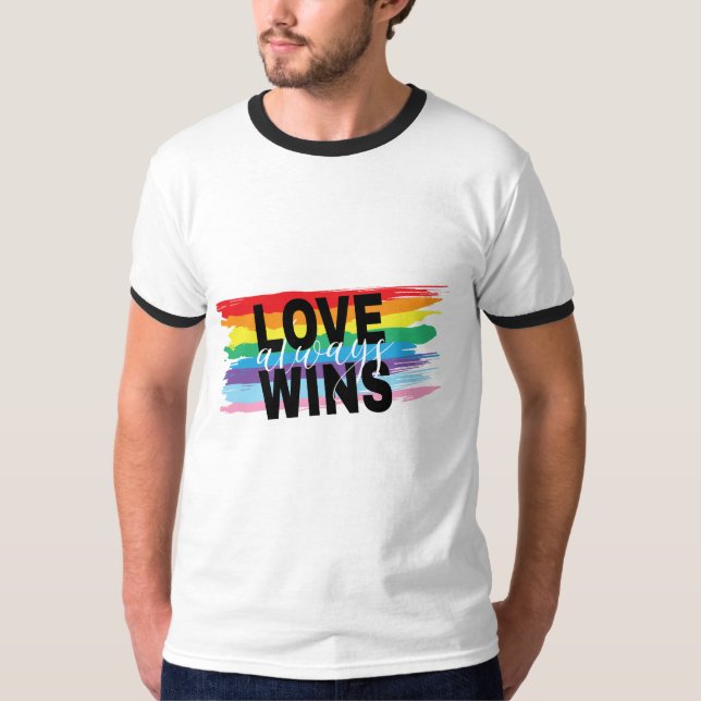 LGBTQIA Love Always Wins Rainbow Pride Cool  T-Shirt (Front)
