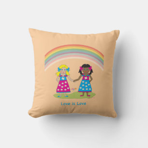 LGBTQIA LOVE is LOVE, Rainbow Flag Heart Cushion