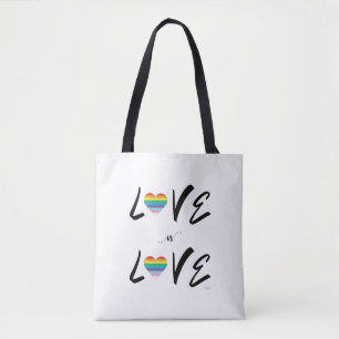 LGBTQIA LOVE is LOVE, Rainbow Flag Heart Tote Bag