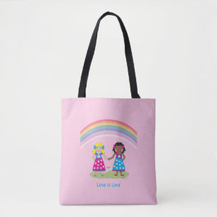LGBTQIA LOVE is LOVE, Rainbow Flag Heart Tote Bag