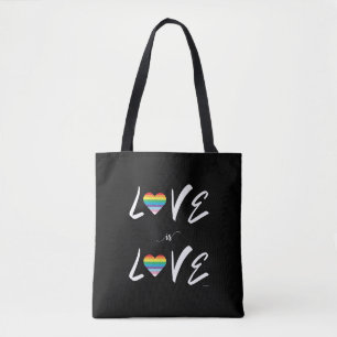 LGBTQIA LOVE is LOVE,Rainbow Flag Heart Tote Bag