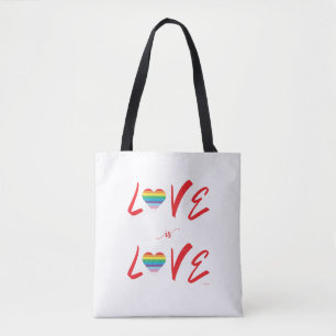 LGBTQIA LOVE is LOVE, Rainbow Flag Heart Tote Bag