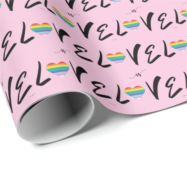 LGBTQIA LOVE is LOVE Rainbow Heart Colours, Pride  Wrapping Paper (Roll Corner)