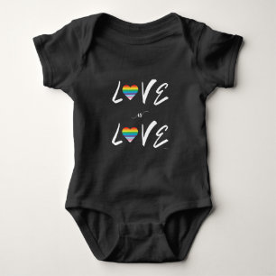 LGBTQIA Love is LOVE Rainbow Heart Pride  Baby Bodysuit