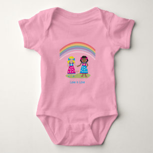 LGBTQIA Love is LOVE Rainbow Heart Pride  Baby Bodysuit