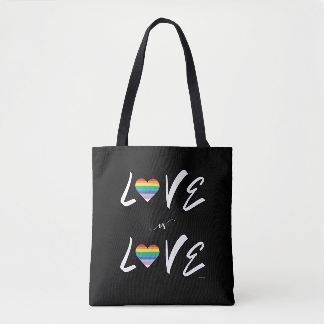 LGBTQIA Love is LOVE, Rainbow Pride Tote Bag (Front)