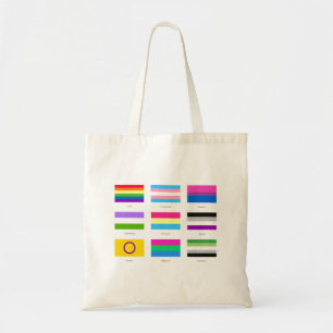 LGBTQIA Pride 9 x FLAGS Rainbow Awareness Chic C Tote Bag