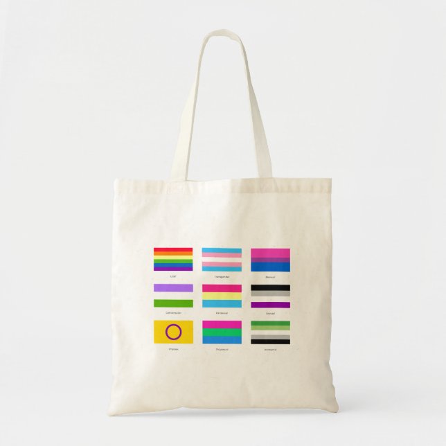 LGBTQIA Pride 9 x FLAGS  Rainbow Awareness Chic  C Tote Bag (Front)