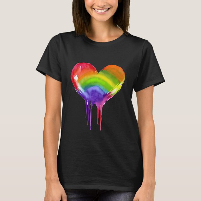 LGBTQIA+ Pride Rainbow Heart T-Shirt (Front)