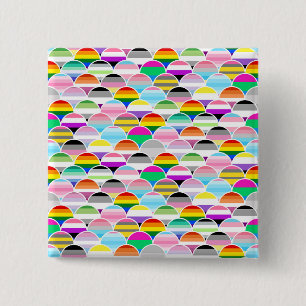 LGBTQIA+ Queer Scalloped Pride Flag Fans 15 Cm Square Badge