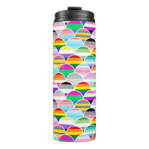 LGBTQIA+ Queer Scalloped Pride Flag Fans Thermal Tumbler