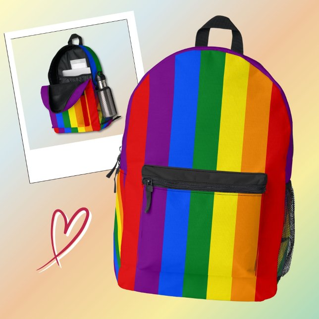 LGBTQIA+ Rainbow Flag Stripes for Pride Month -  Printed Backpack (Creator Uploaded)
