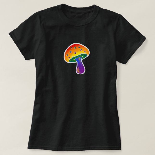 LGBTQIA Rainbow Pride Mushroom Pattern T-Shirt (Design Front)