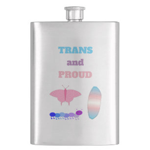 LGBTQIA Transgender Pride Caterpillar to Butterfly Hip Flask