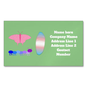 LGBTQIA Transgender Pride Caterpillar to Butterfly Magnetic Business Card