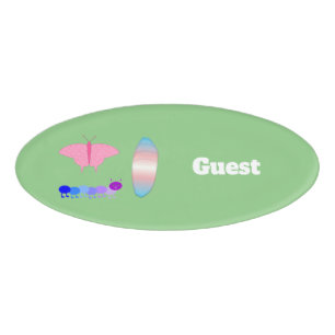 LGBTQIA Transgender Pride Caterpillar to Butterfly Name Tag