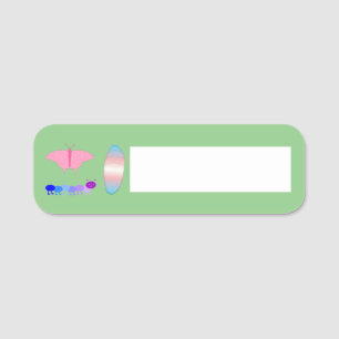 LGBTQIA Transgender Pride Caterpillar to Butterfly Name Tag