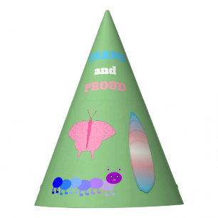 LGBTQIA Transgender Pride Caterpillar to Butterfly Party Hat
