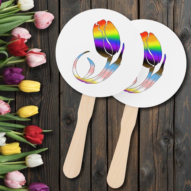 LGBTQplus Tulips Flowers Hand Fan (Creator Uploaded)