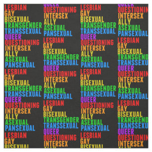 LGBTQQIAAP Queer Acronym Rainbow Typography Pride Fabric