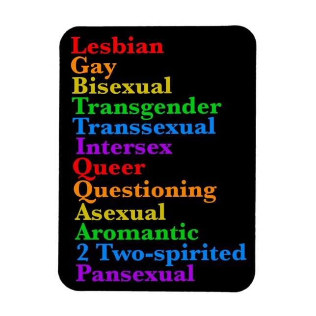 LGBTTIQQAA2P Pride Diversity Rainbow LGBTQ Acronym Magnet (Vertical)
