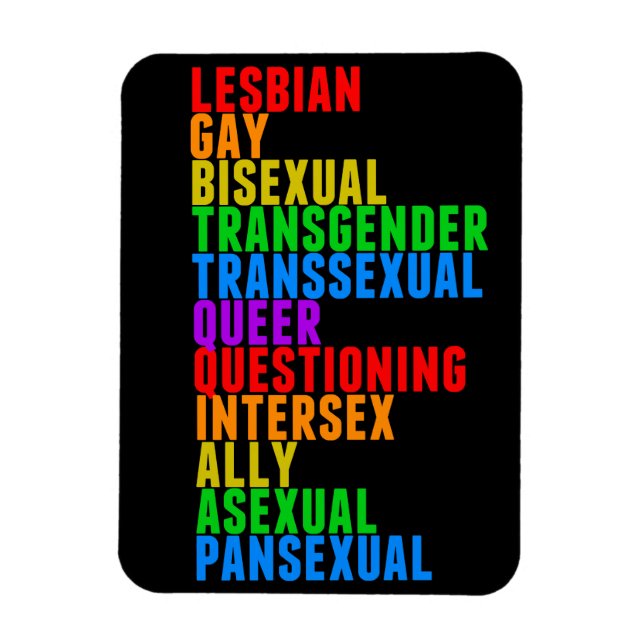 LGBTTQQIAAP Rainbow Gay Pride Acrostic Diversity Magnet (Vertical)