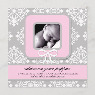 LGC | Grey & Pink Damask Girl Announcement