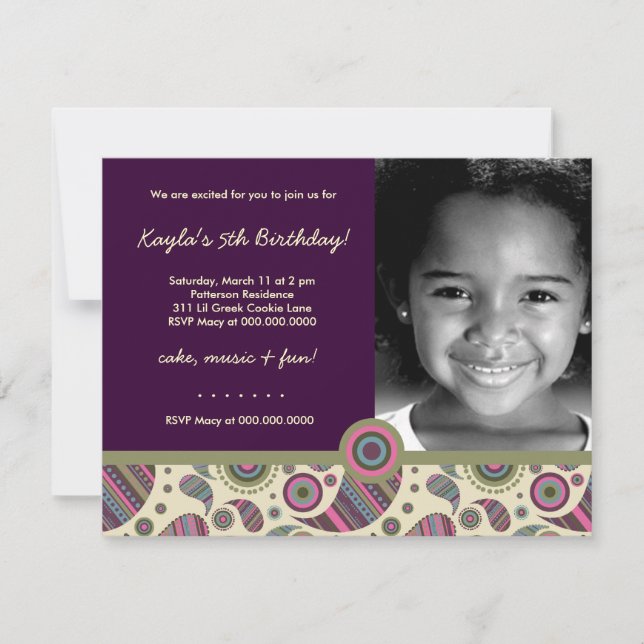 LGC | Sweet Paisley Purple Invitation (Front)