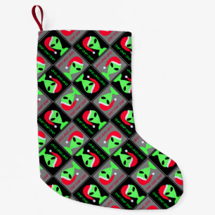 LGM In A Santa Hat Small Funny Christmas Pattern Small Christmas Stocking