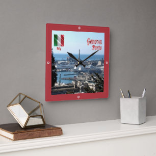 LGR150 GENOA PORT, Liguria, Italy, Square Wall Clock