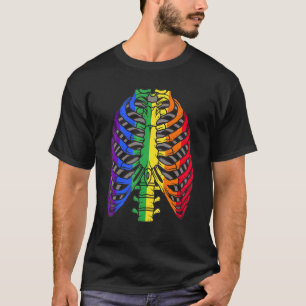 Lgtb Halloween Gay Flag Ribcage Skeleton Pride Awa T-Shirt